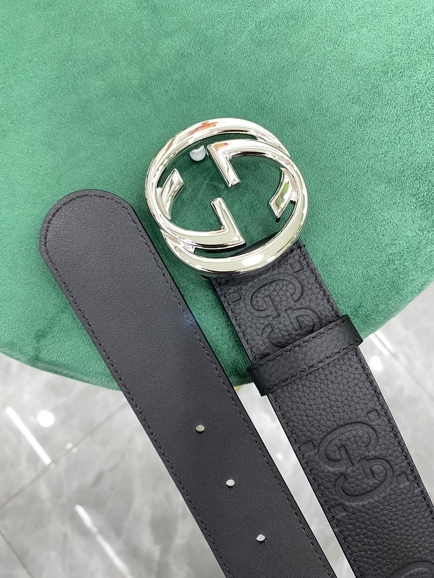 Gucci Leather Belt Cow Leather Wide Width