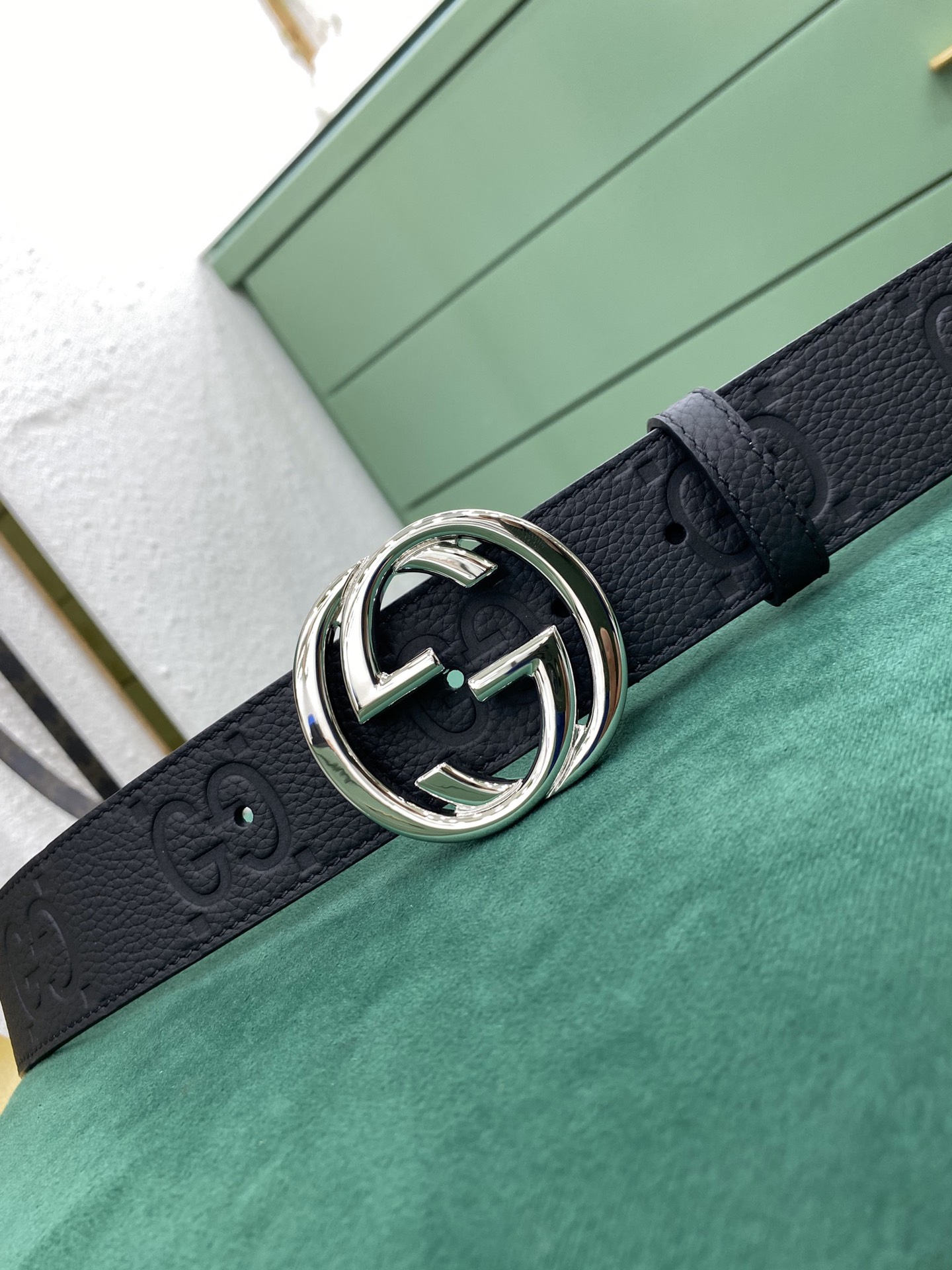 Gucci Leather Belt Cow Leather Wide Width
