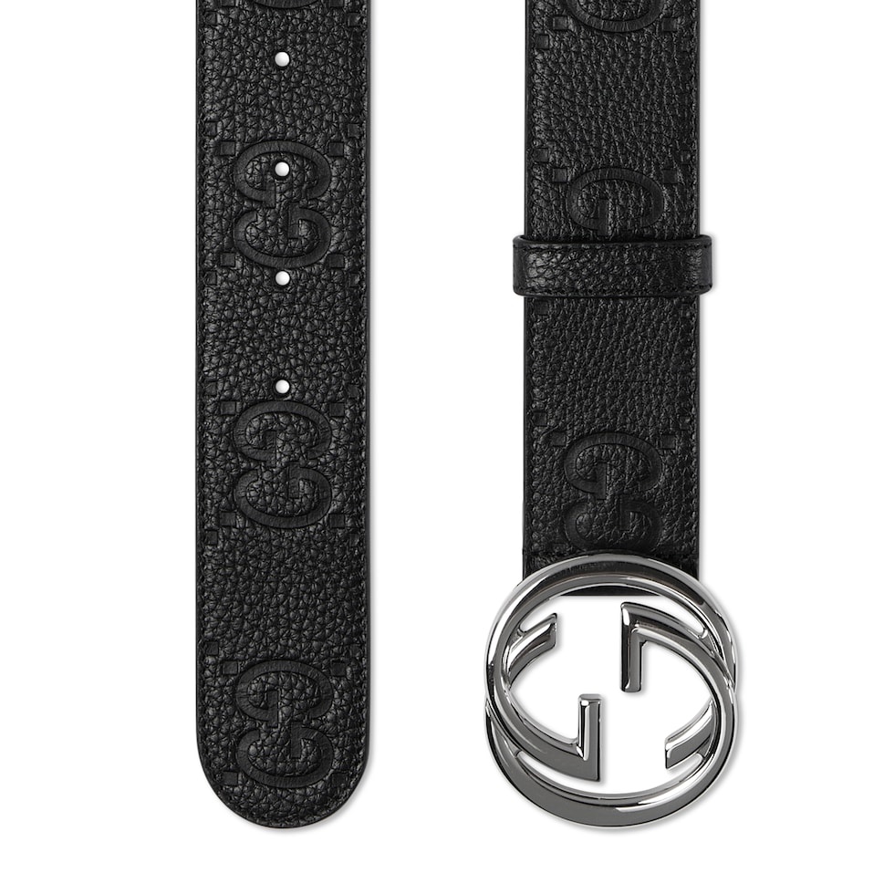 Gucci Leather Belt Cow Leather Wide Width