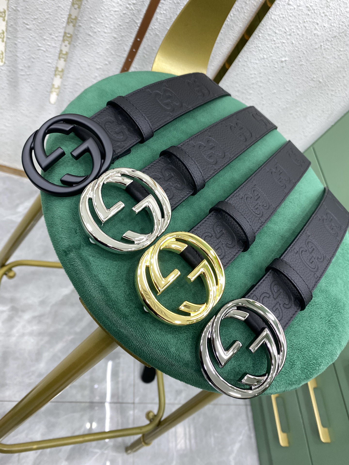 Gucci Leather Belt Cow Leather Wide Width