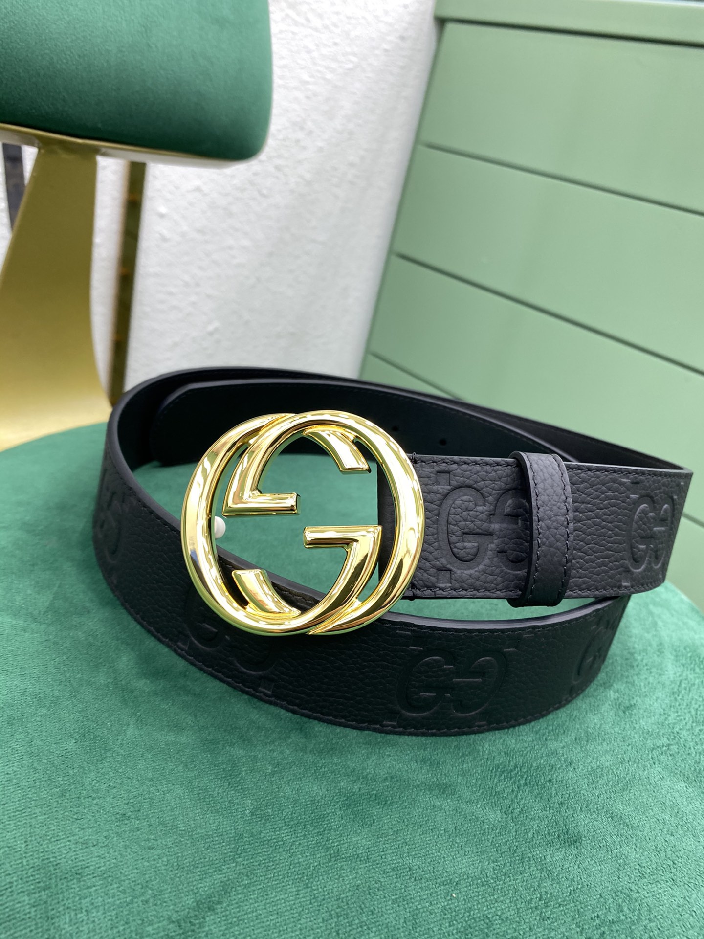 Gucci Leather Belt Cow Leather Wide Width