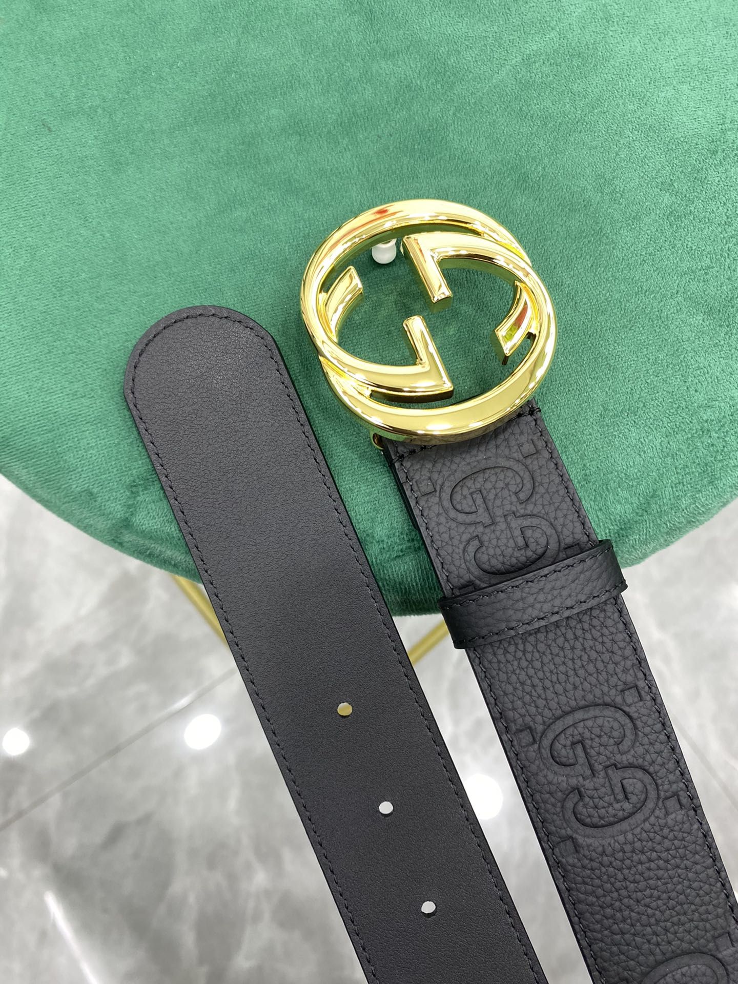 Gucci Leather Belt Cow Leather Wide Width