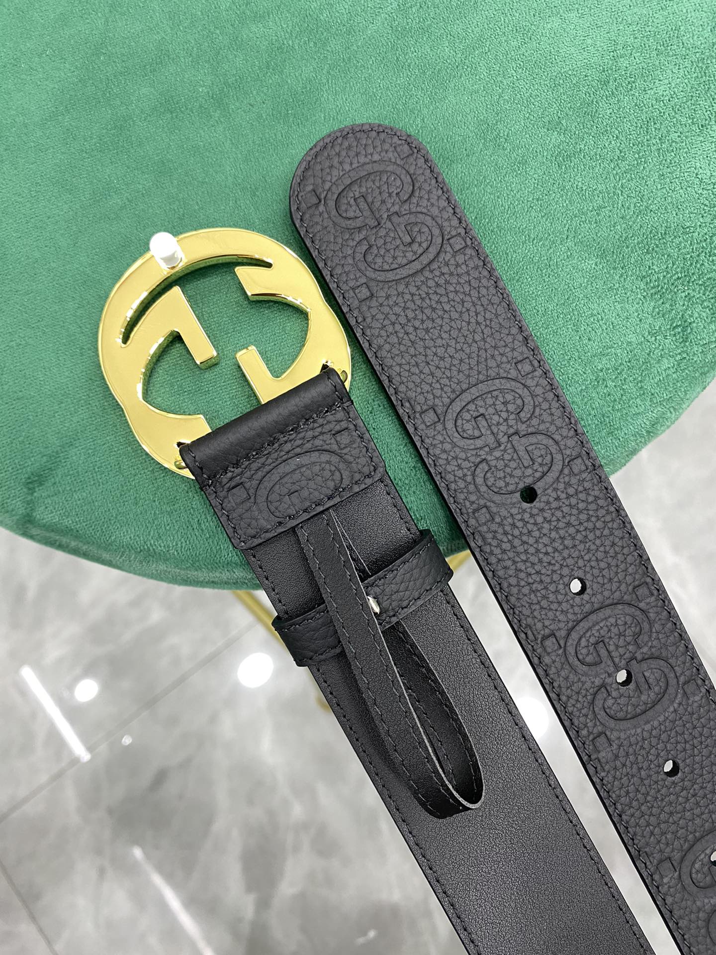 Gucci Leather Belt Cow Leather Wide Width