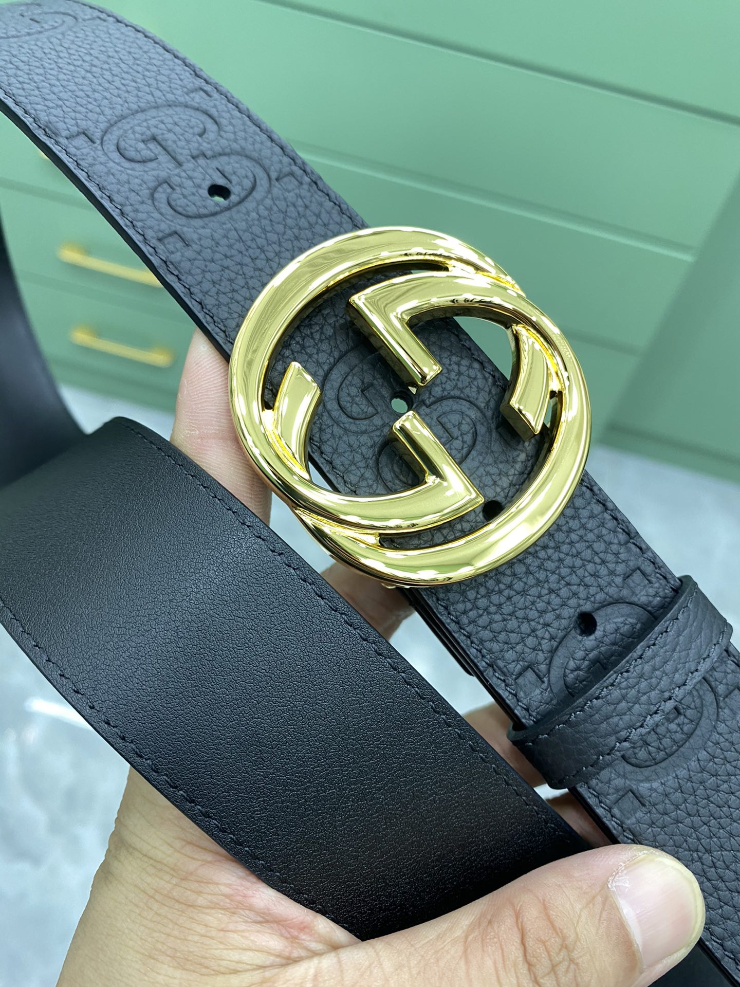 Gucci Leather Belt Cow Leather Wide Width