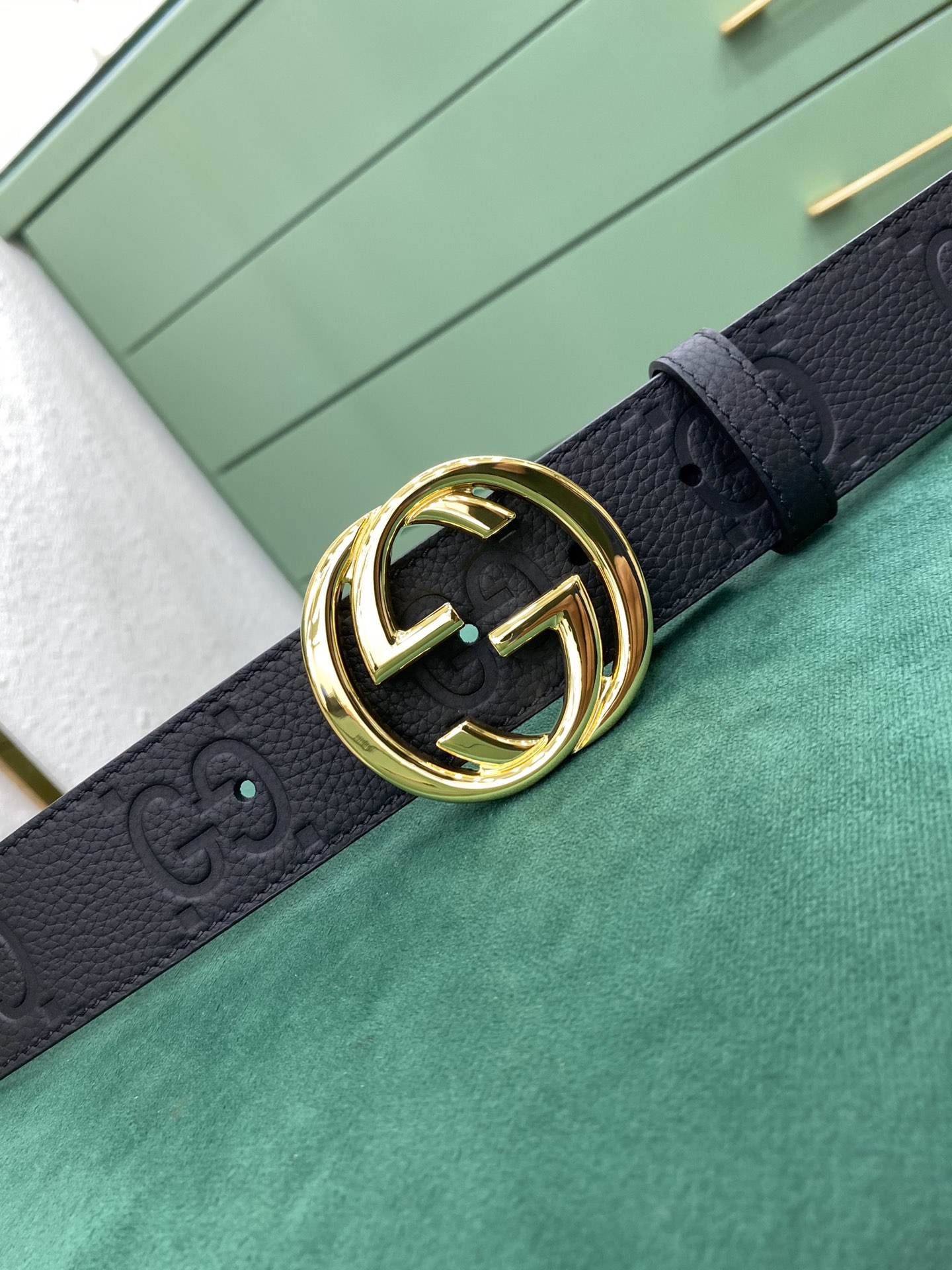 Gucci Leather Belt Cow Leather Wide Width