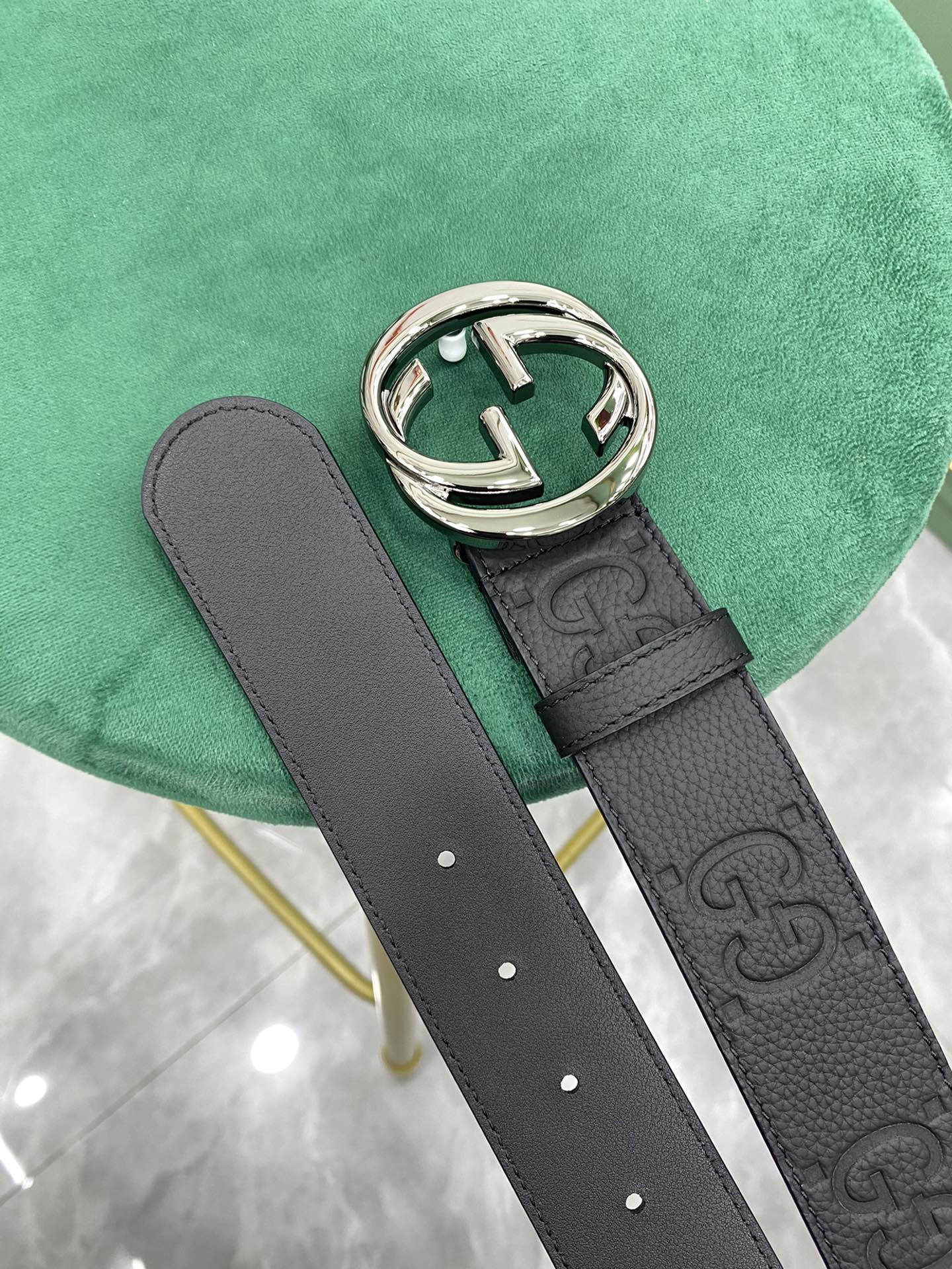 Gucci Leather Belt Cow Leather Wide Width