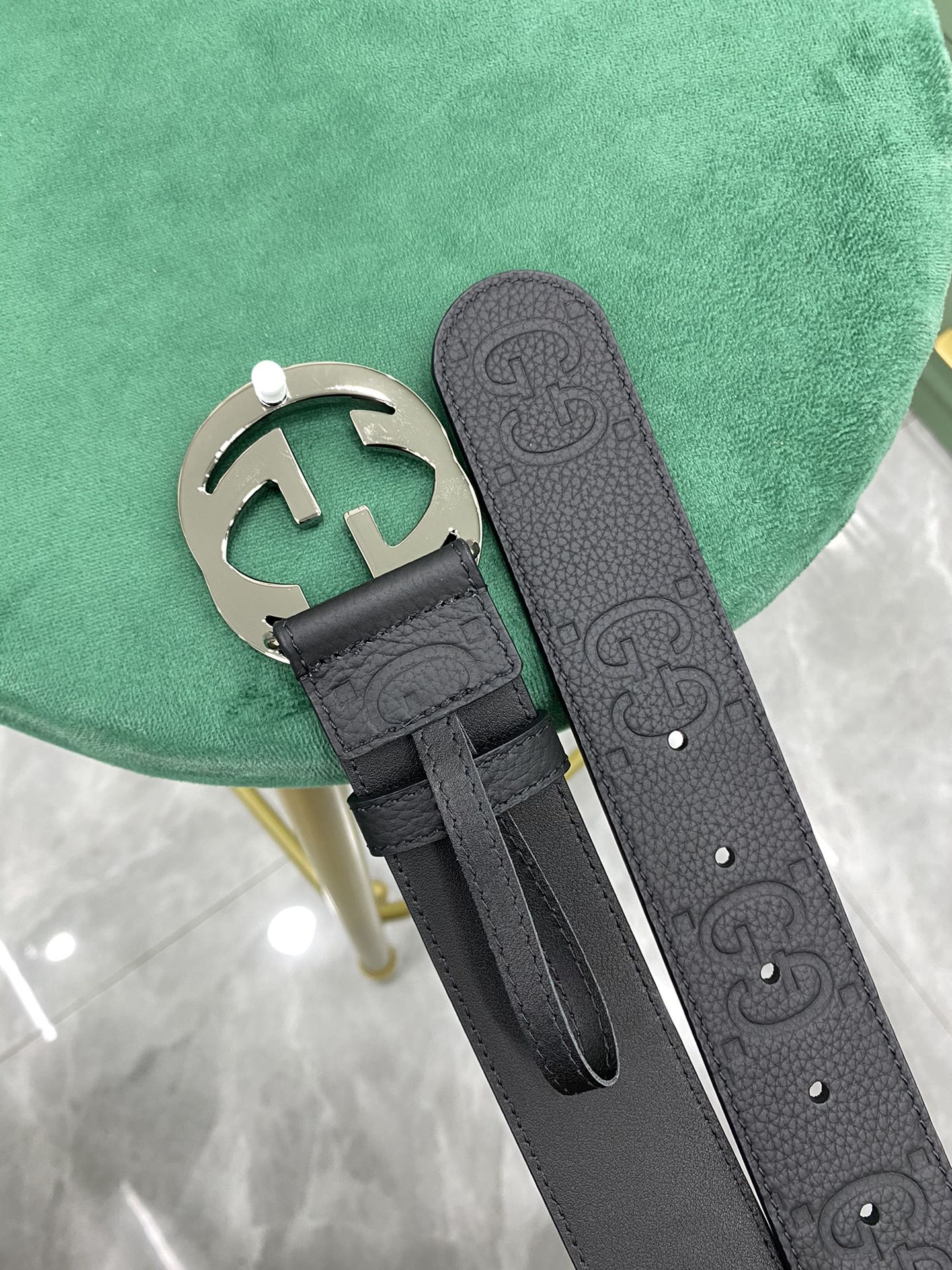 Gucci Leather Belt Cow Leather Wide Width