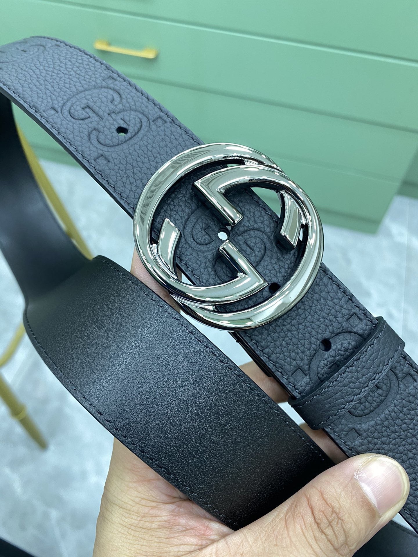 Gucci Leather Belt Cow Leather Wide Width