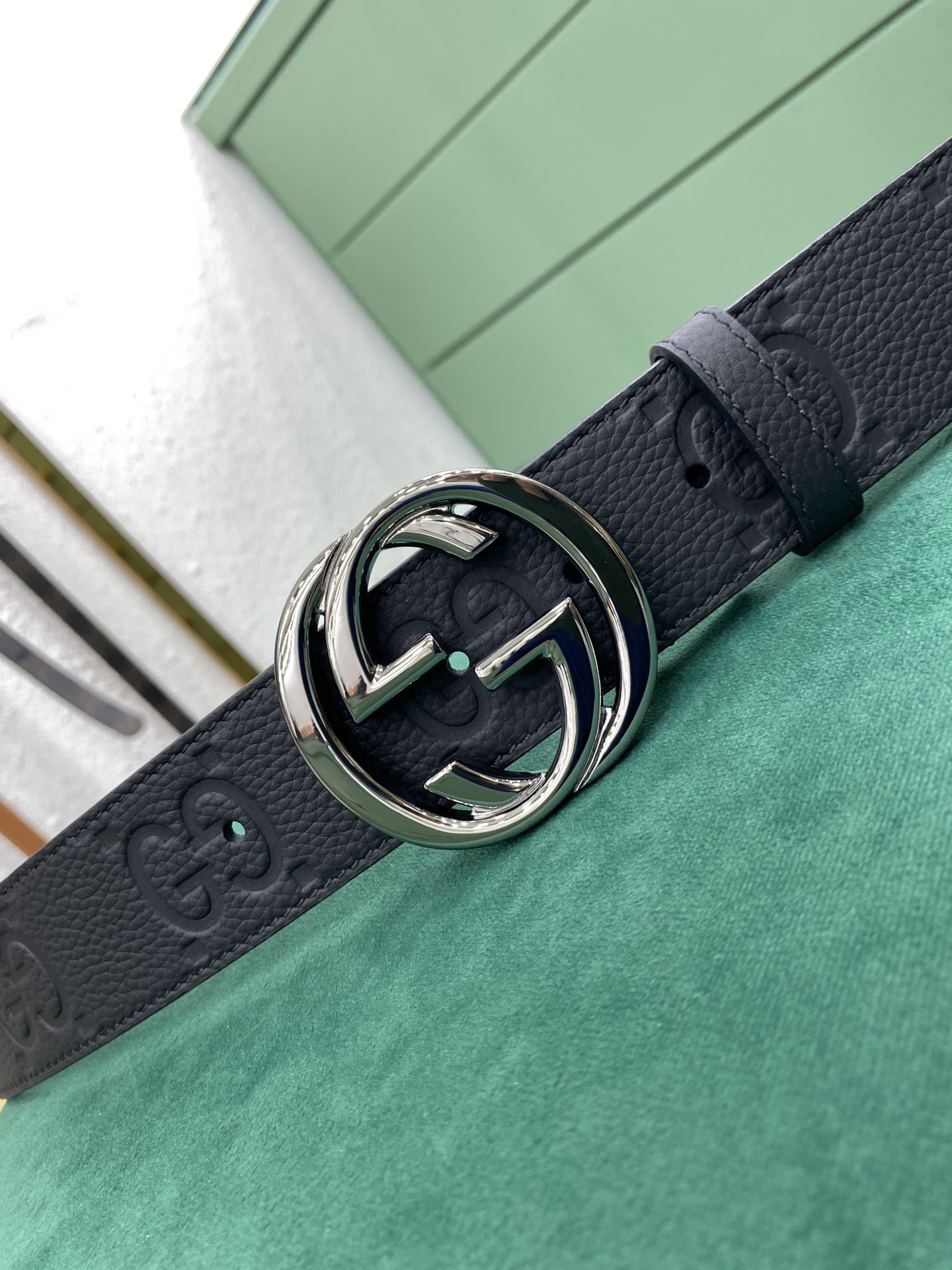 Gucci Leather Belt Cow Leather Wide Width