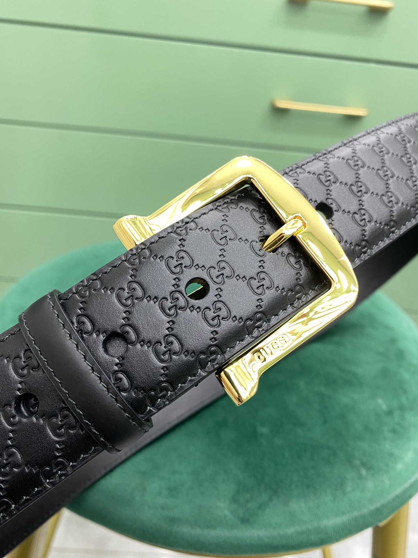 Gucci Leather Belt Cow Leather Black M