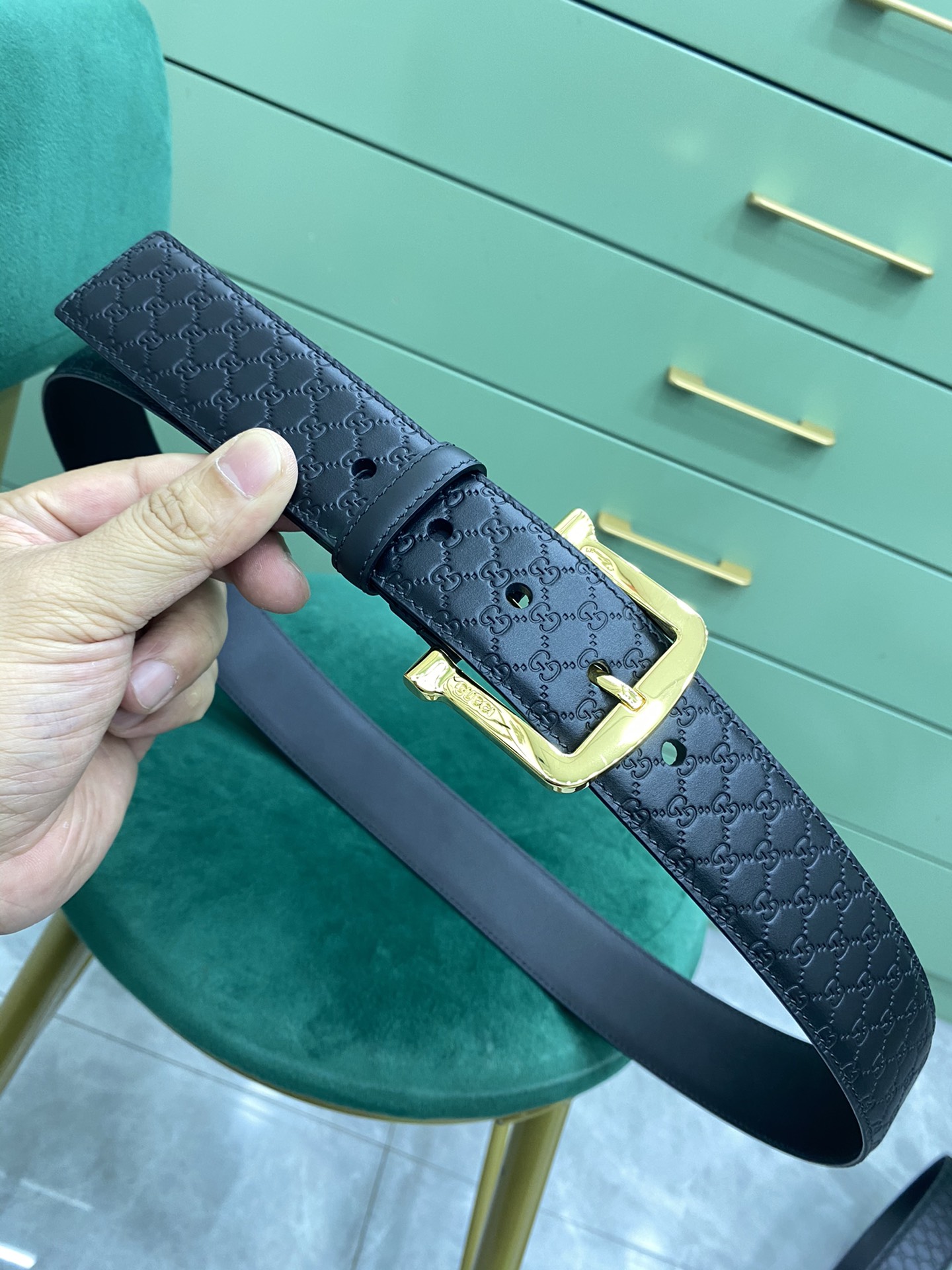 Gucci Leather Belt Cow Leather Black M