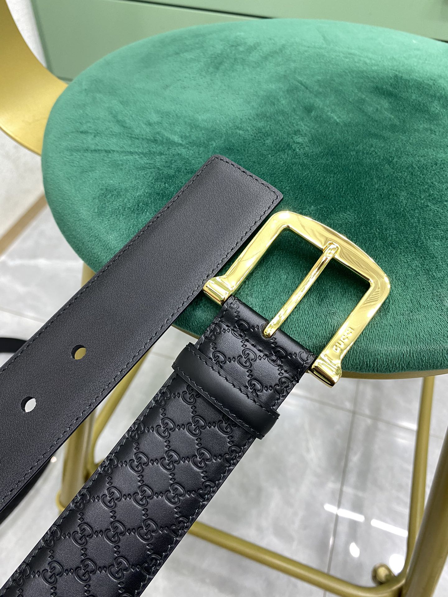 Gucci Leather Belt Cow Leather Black M