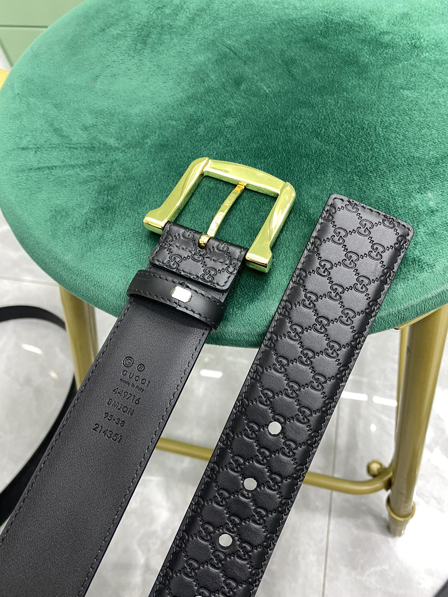 Gucci Leather Belt Cow Leather Black M