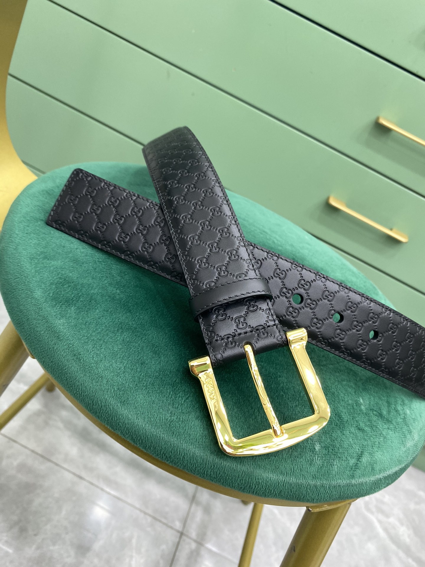 Gucci Leather Belt Cow Leather Black M