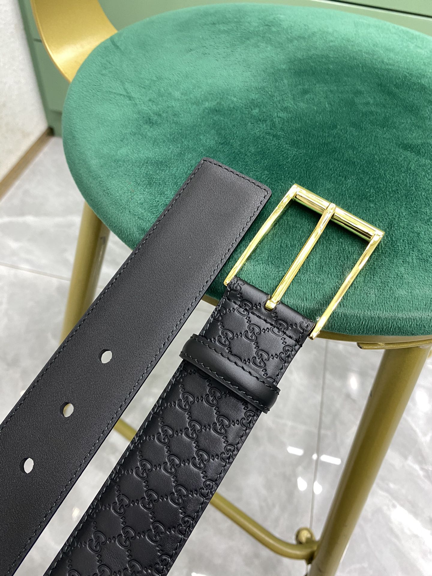 Gucci Leather Belt Cow Leather Black M