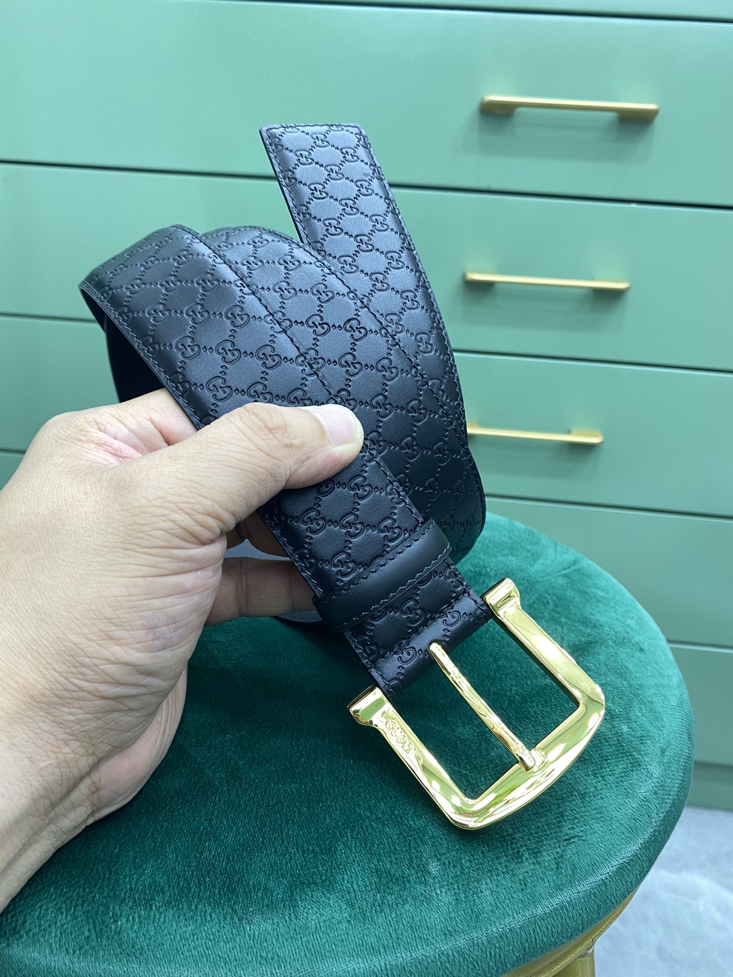 Gucci Leather Belt Cow Leather Black M