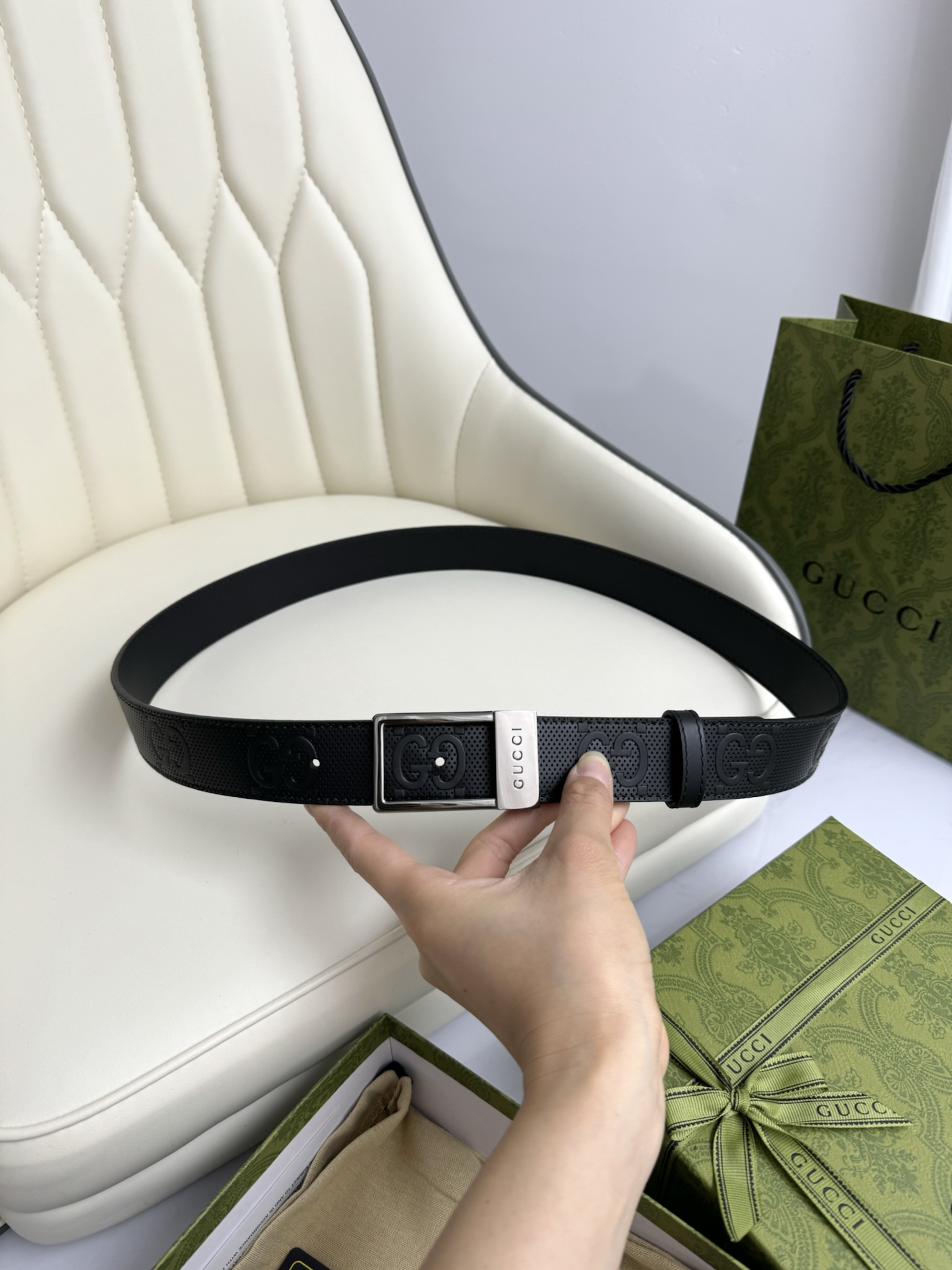 Gucci Basic Belt Cow Leather S-m