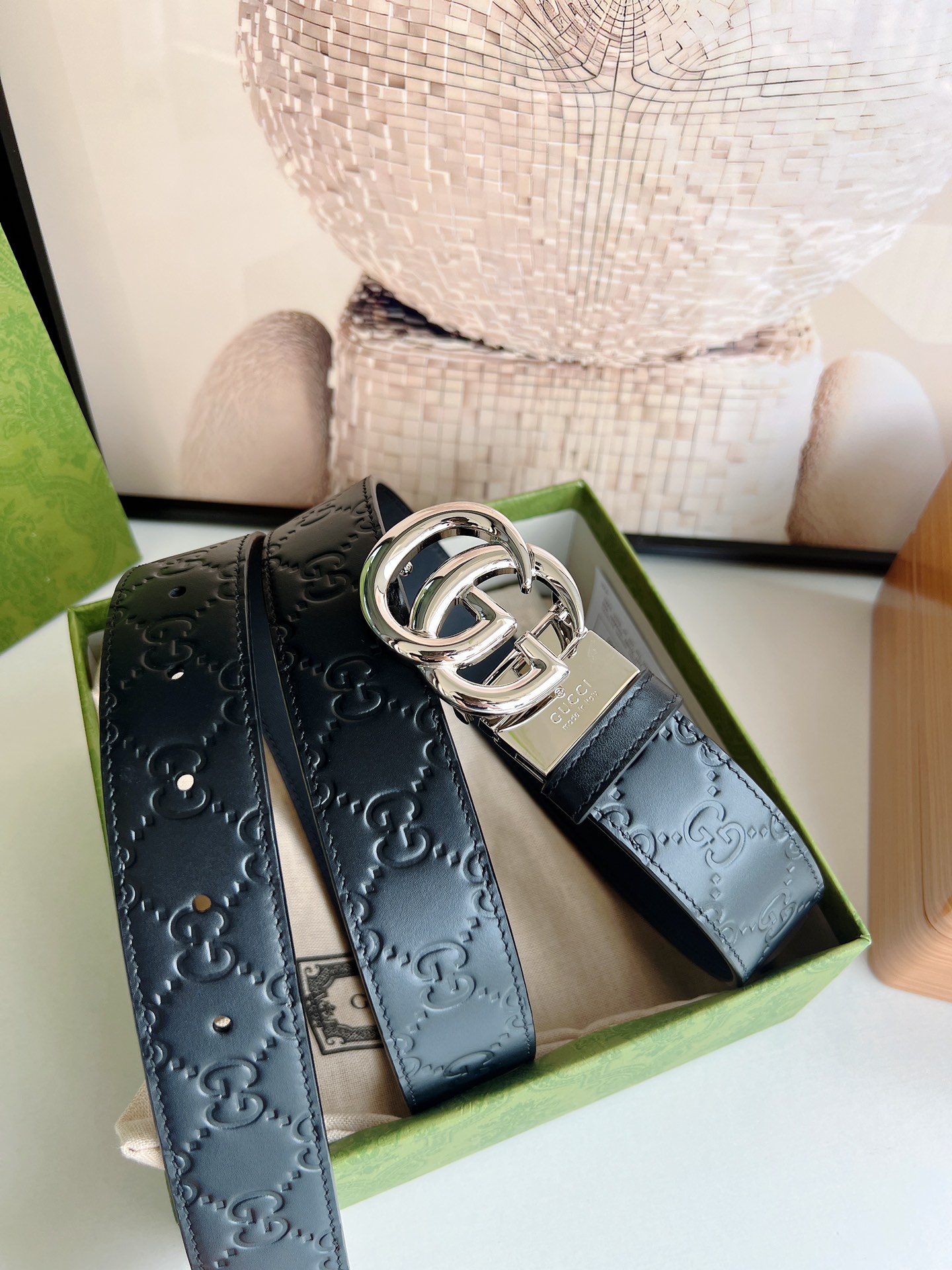 Gucci Male Leather Belt Top Grain Leather M