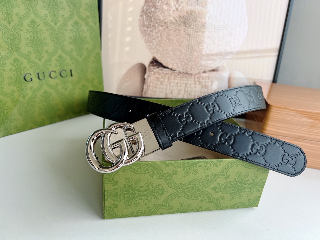 Gucci Male Leather Belt Top Grain Leather M