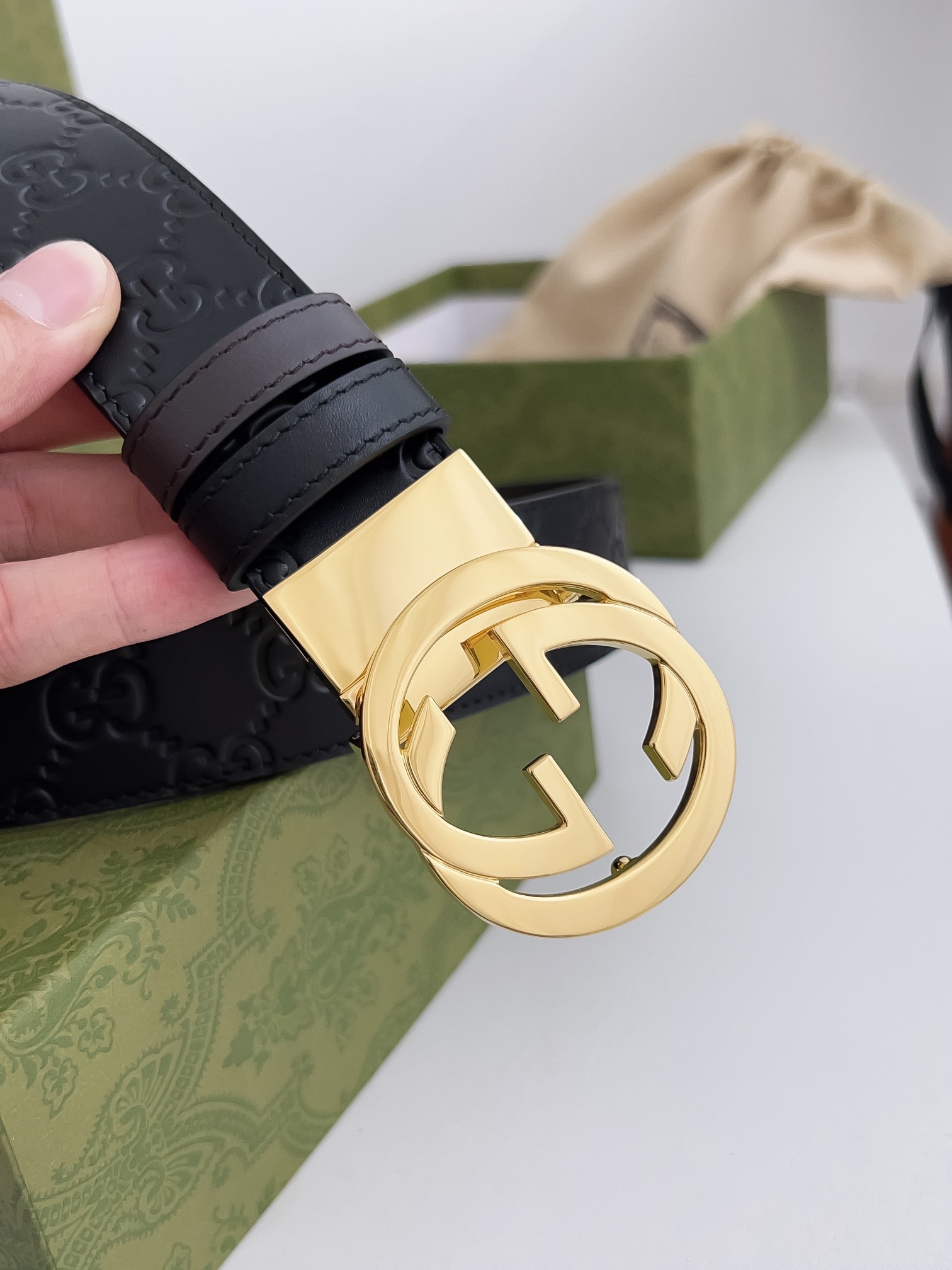 Gucci Male Leather Belt Top Grain Leather M