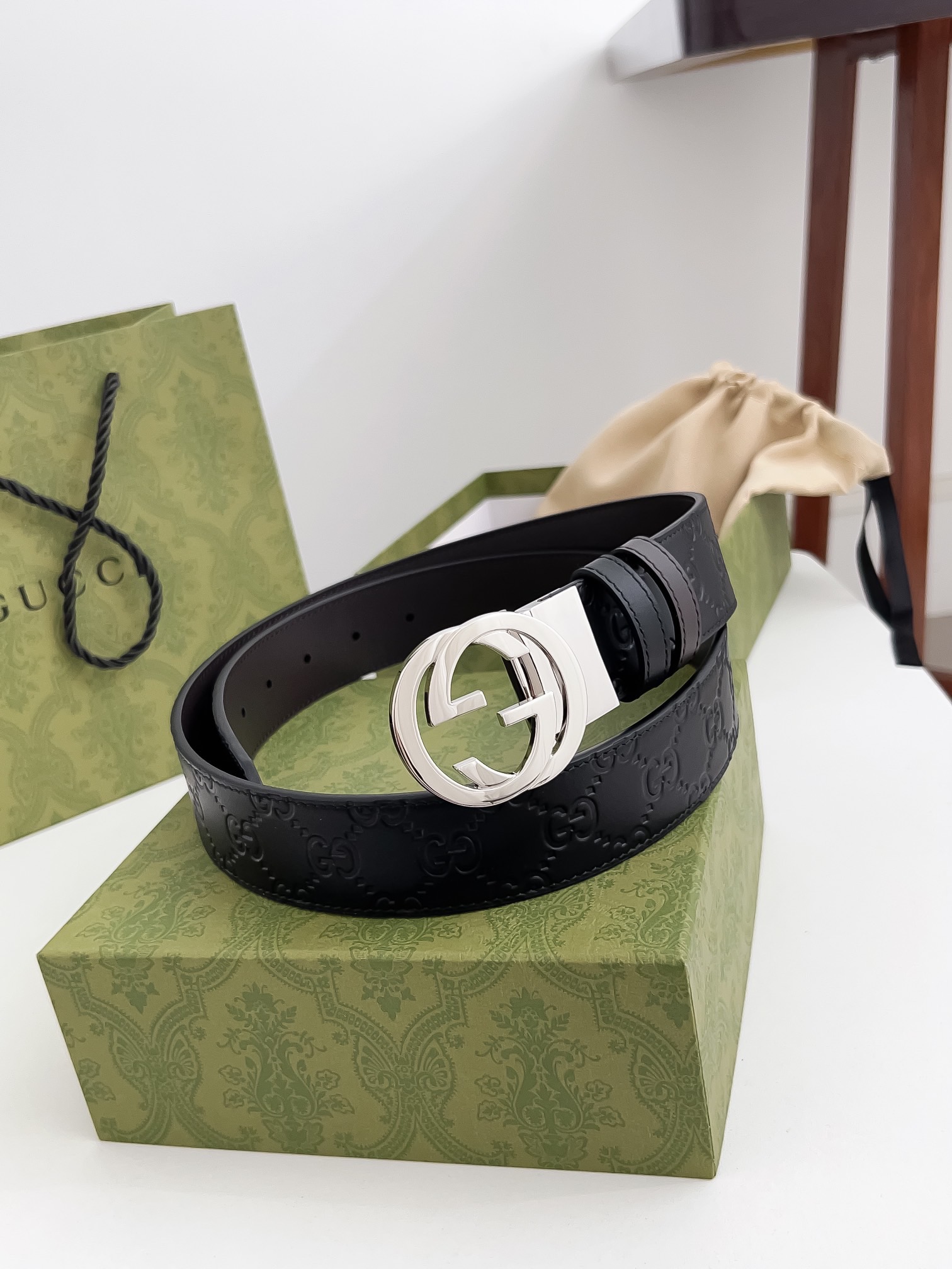 Gucci Male Leather Belt Top Grain Leather M