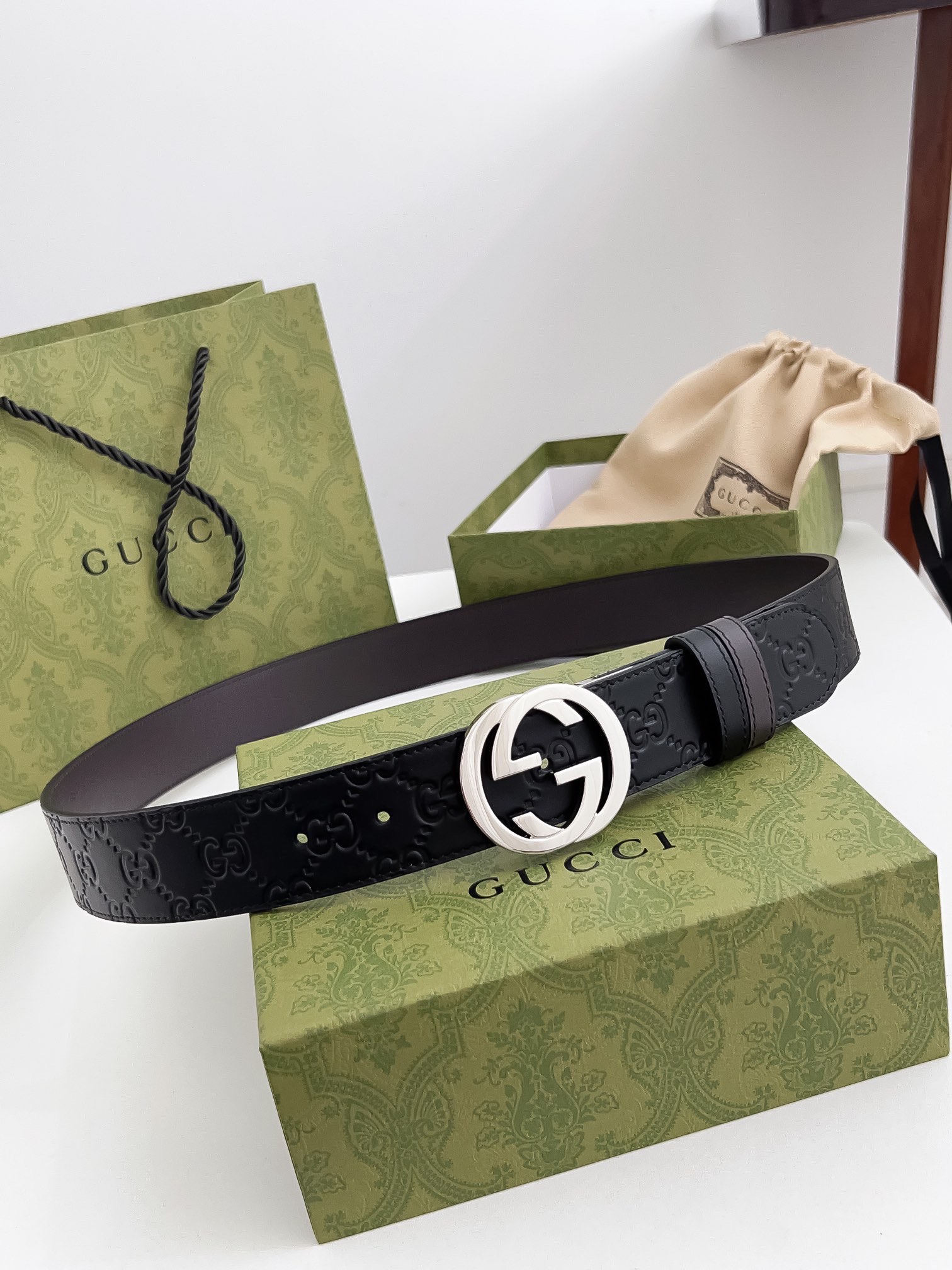 Gucci Male Leather Belt Top Grain Leather M