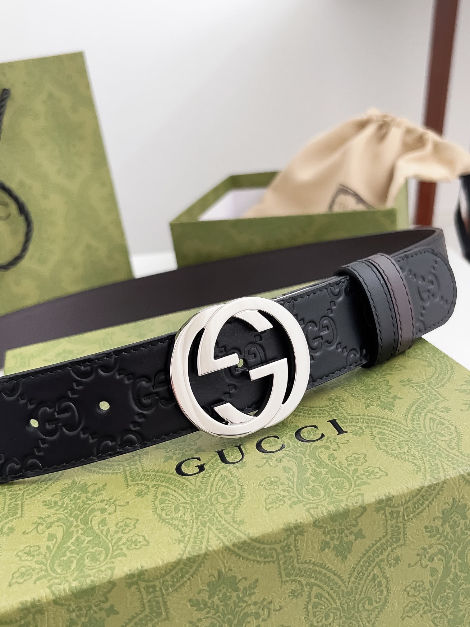 Gucci Male Leather Belt Top Grain Leather M