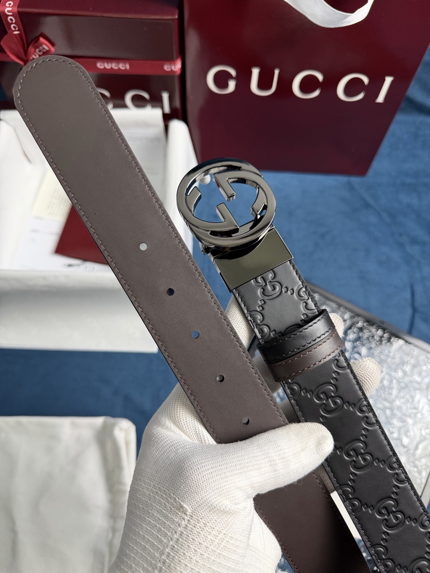 Gucci Leather Belt Top Grain Leather Black