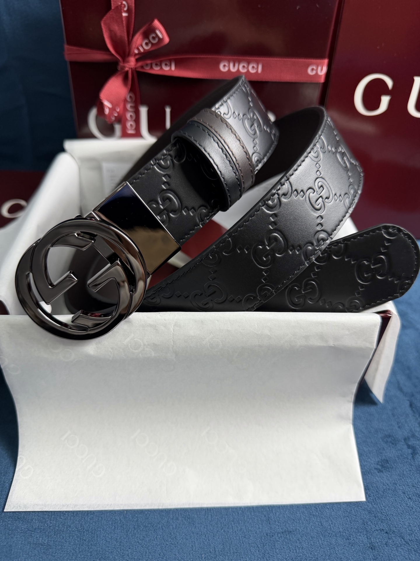 Gucci Leather Belt Top Grain Leather Black