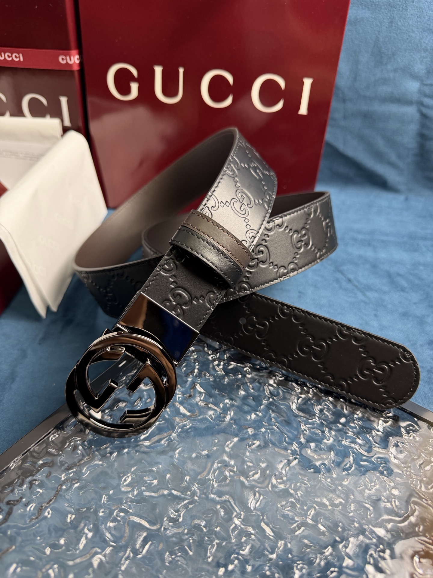 Gucci Leather Belt Top Grain Leather Black