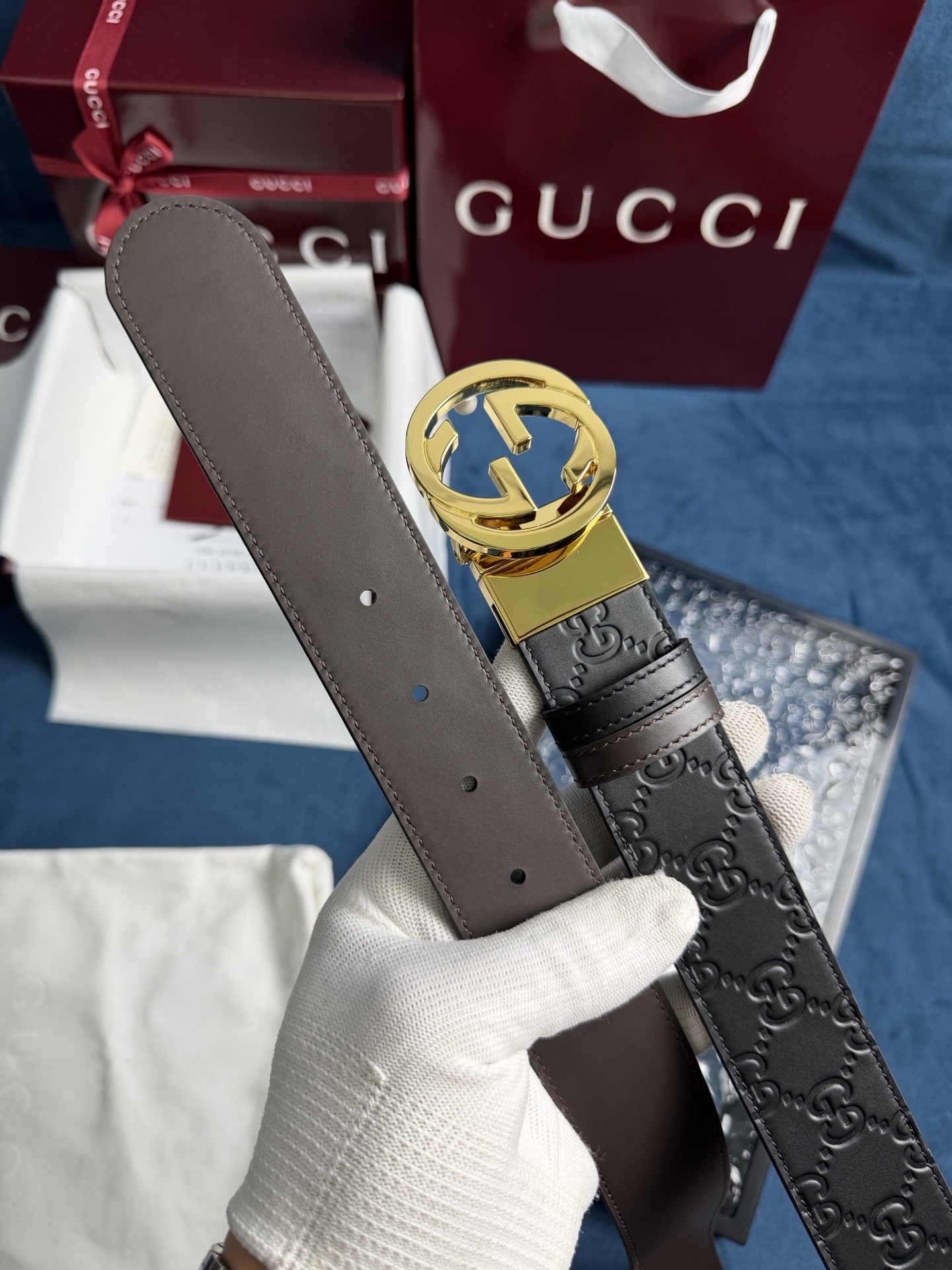 Gucci Leather Belt Top Grain Leather Black