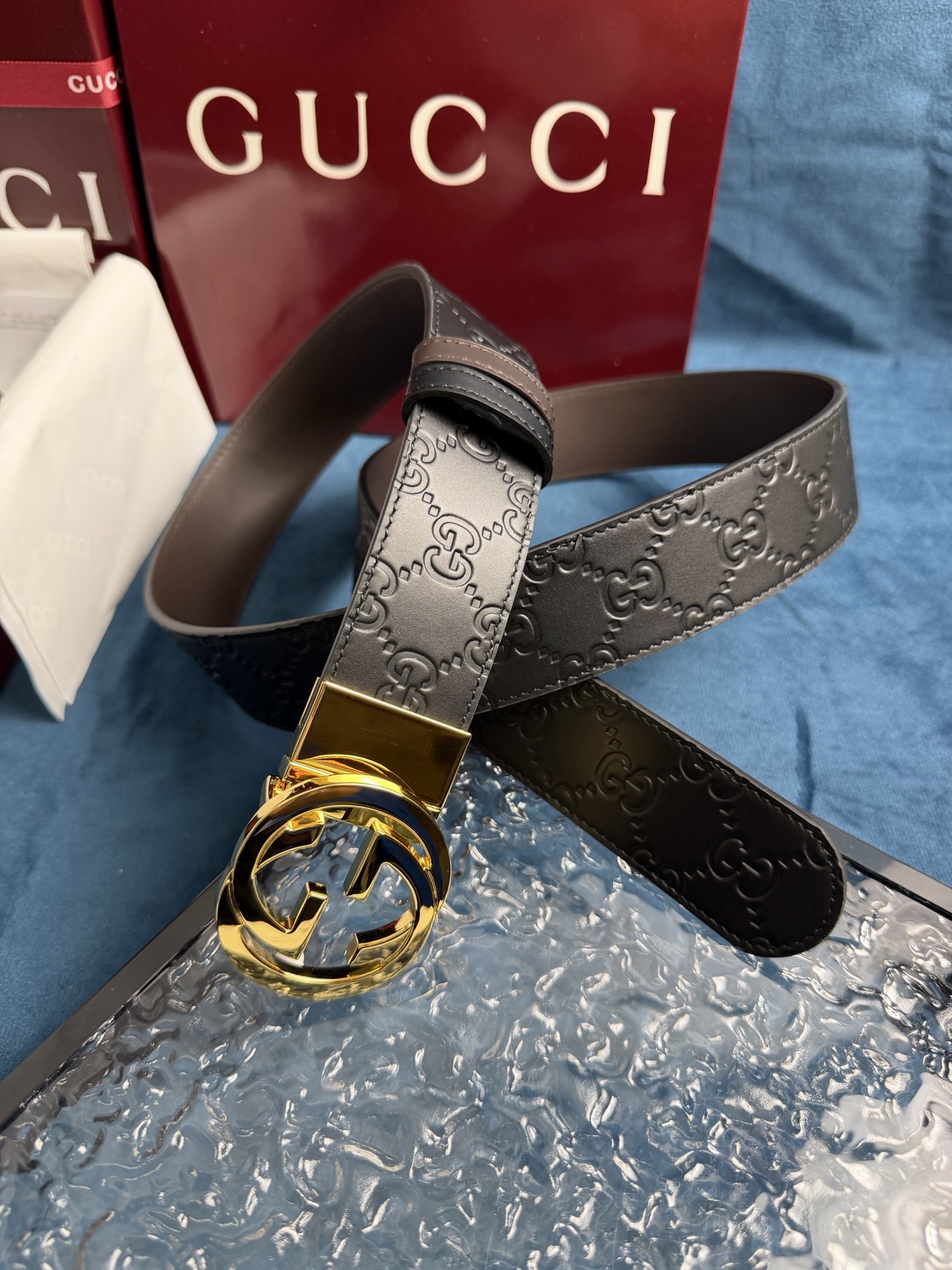 Gucci Leather Belt Top Grain Leather Black