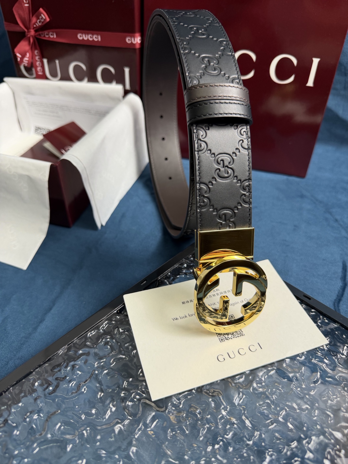 Gucci Leather Belt Top Grain Leather Black