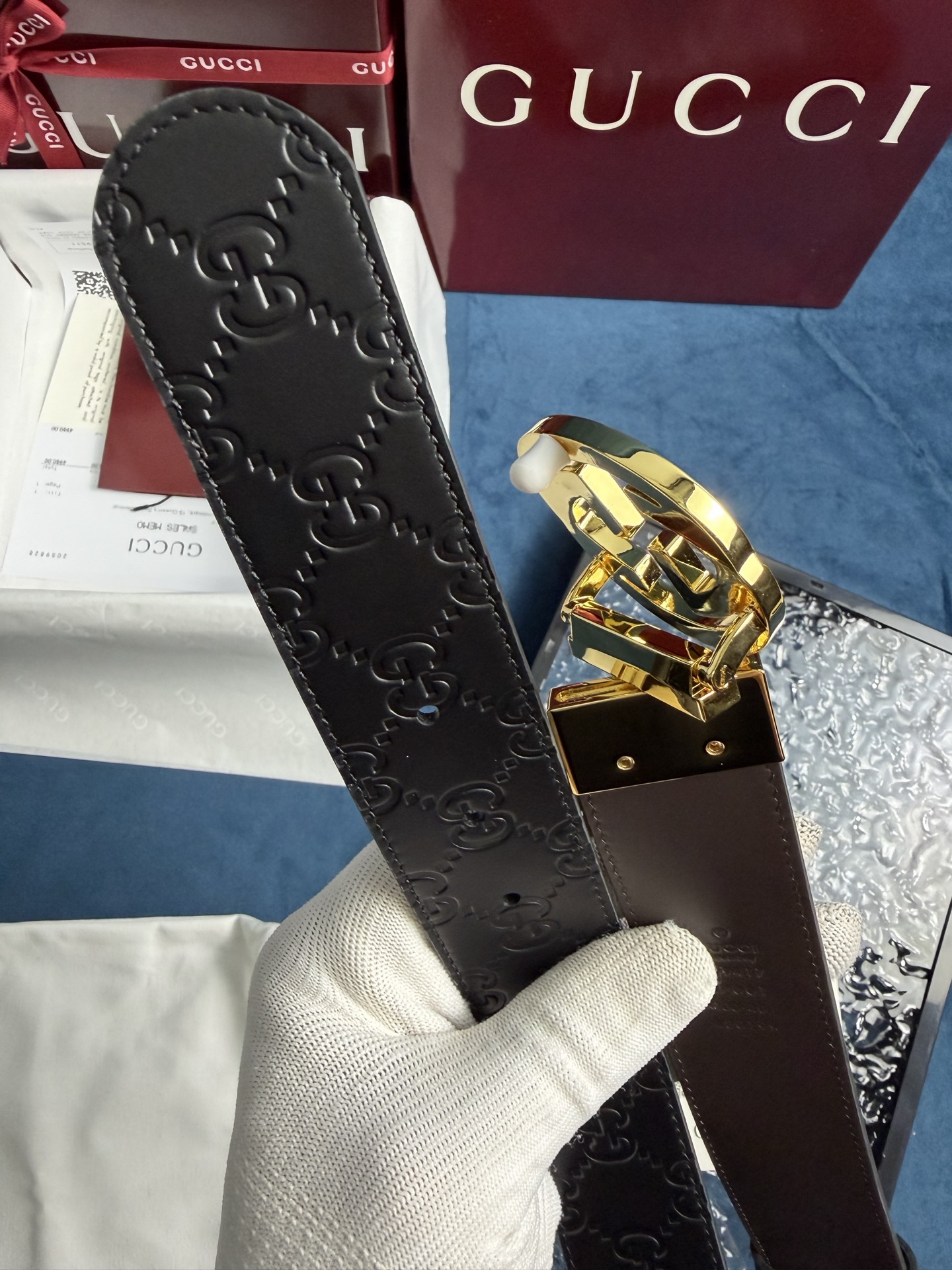 Gucci Leather Belt Top Grain Leather Black