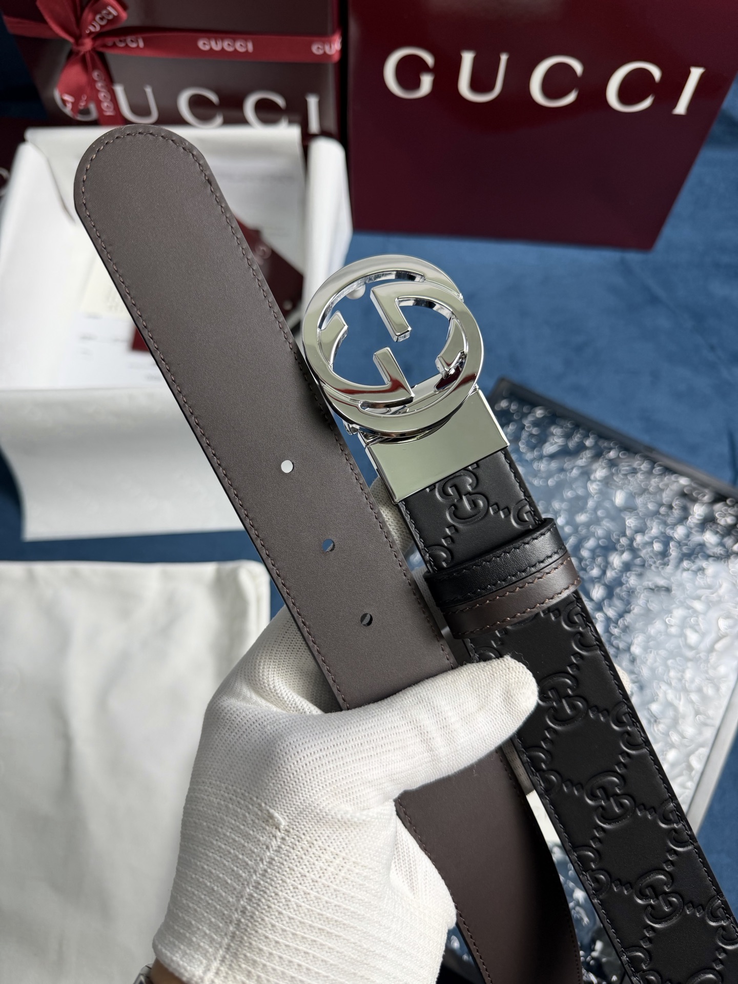 Gucci Leather Belt Top Grain Leather Black