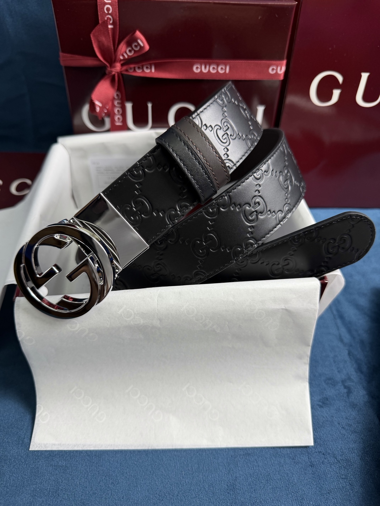 Gucci Leather Belt Top Grain Leather Black