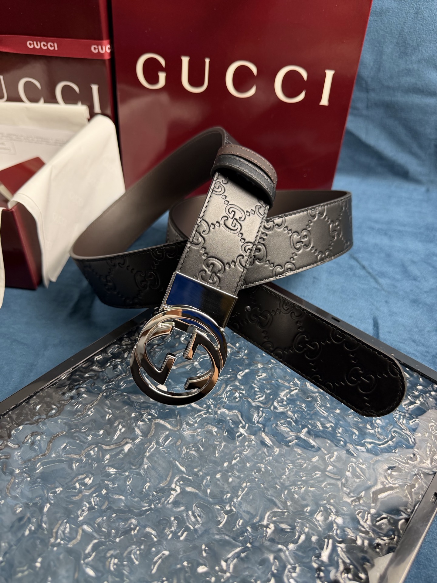 Gucci Leather Belt Top Grain Leather Black