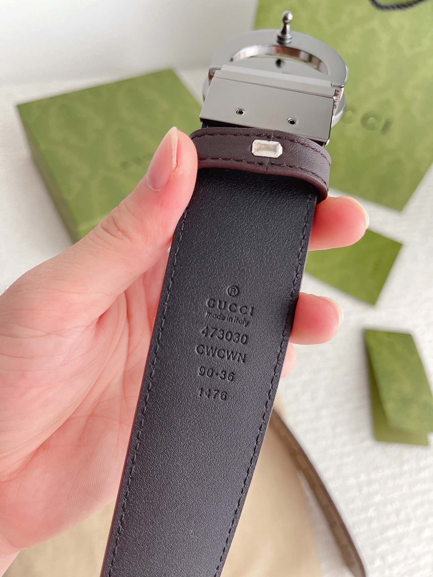 Gucci Basic Belt Cow Leather Silver S-m-l