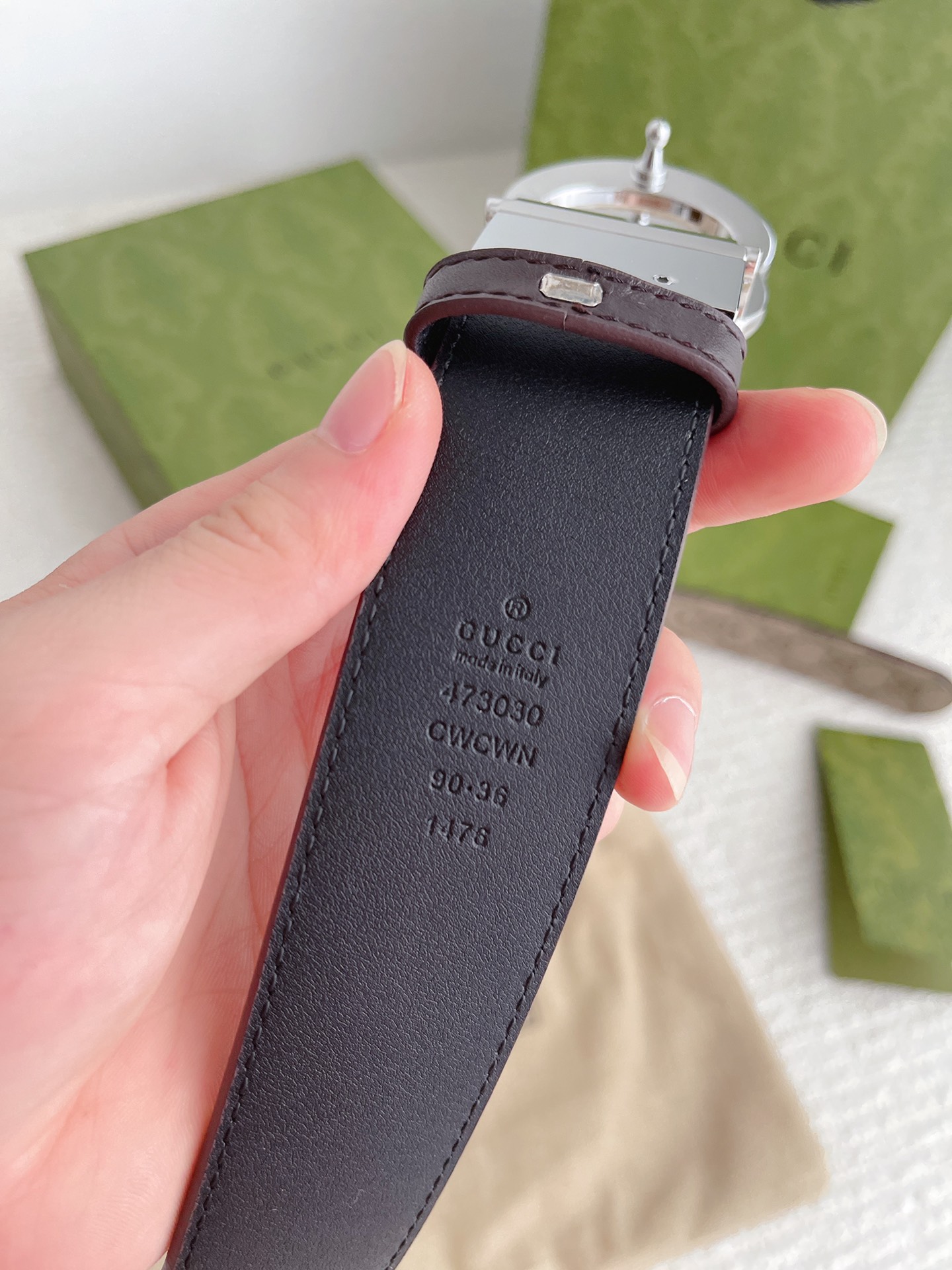 Gucci Basic Belt Cow Leather Silver S-m-l