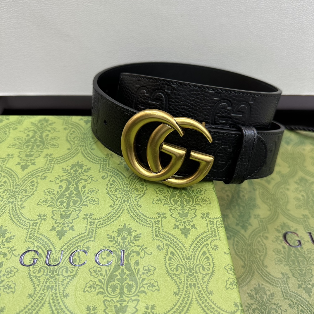 Gucci Basic Belt Top Grain Leather Black M