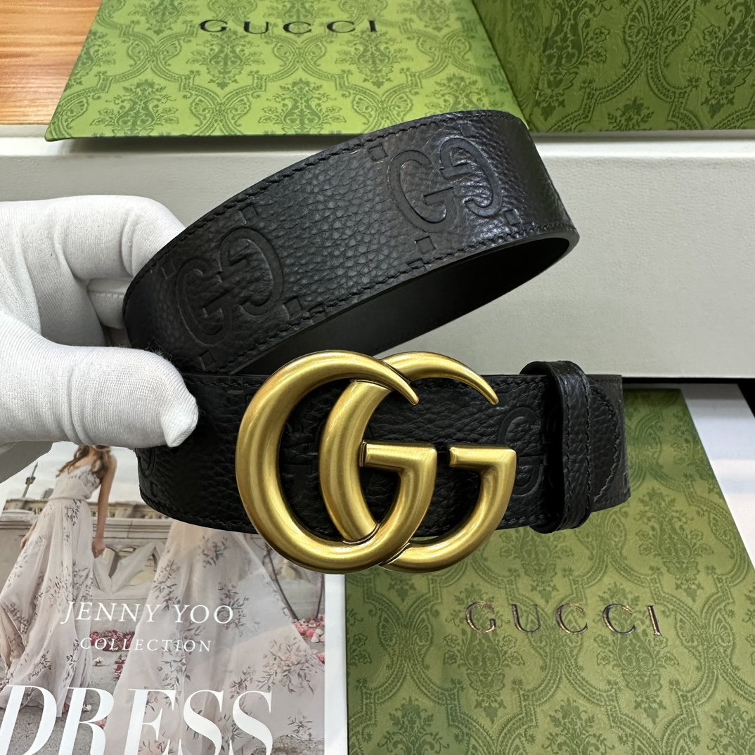 Gucci Basic Belt Top Grain Leather Black M