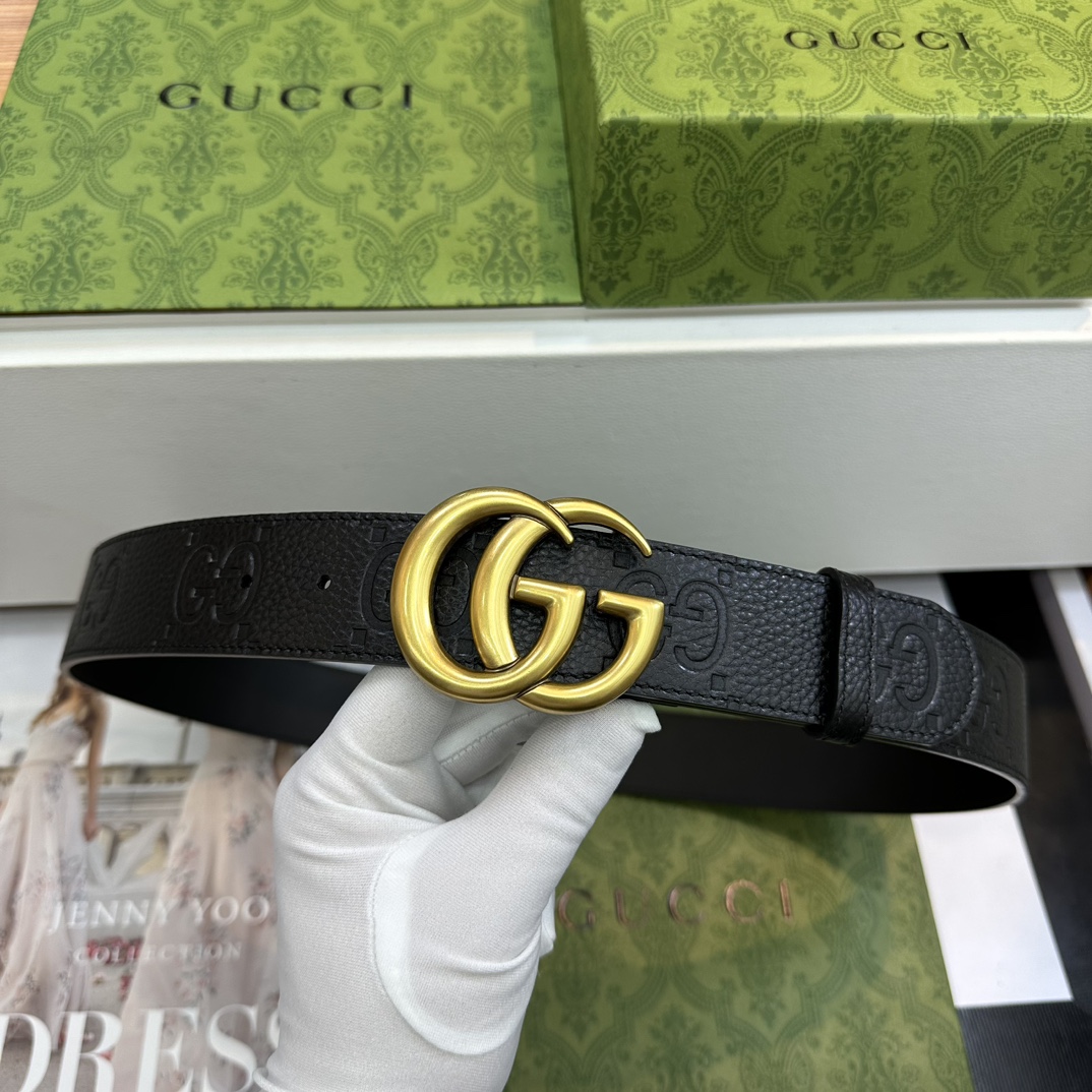 Gucci Basic Belt Top Grain Leather Black M