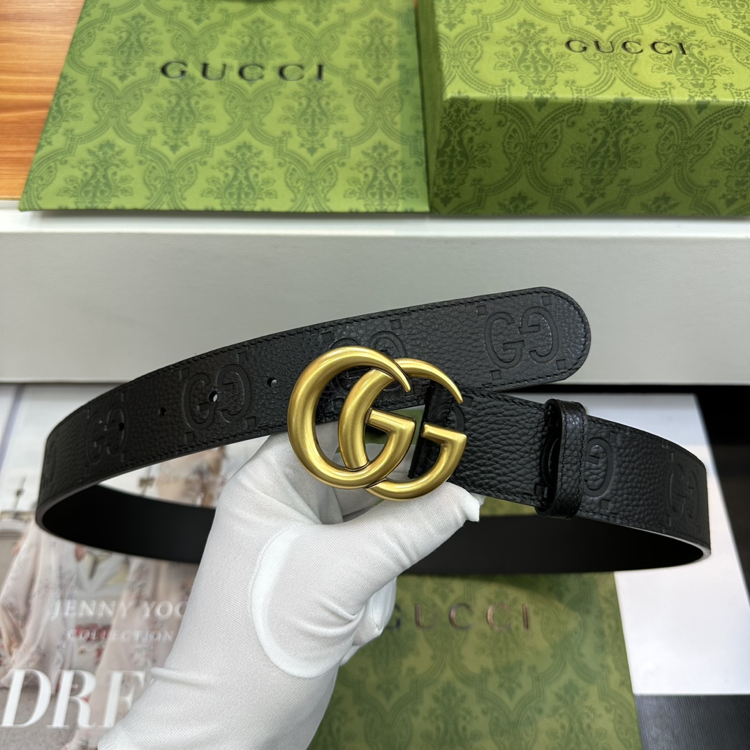 Gucci Basic Belt Top Grain Leather Black M