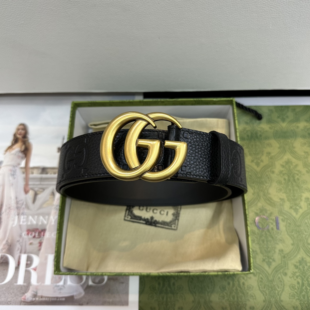 Gucci Basic Belt Top Grain Leather Black M