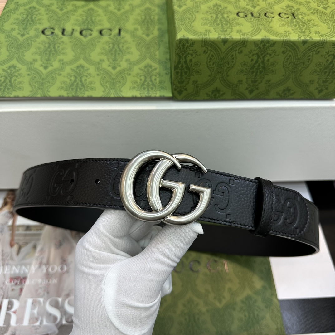 Gucci Basic Belt Top Grain Leather Black M