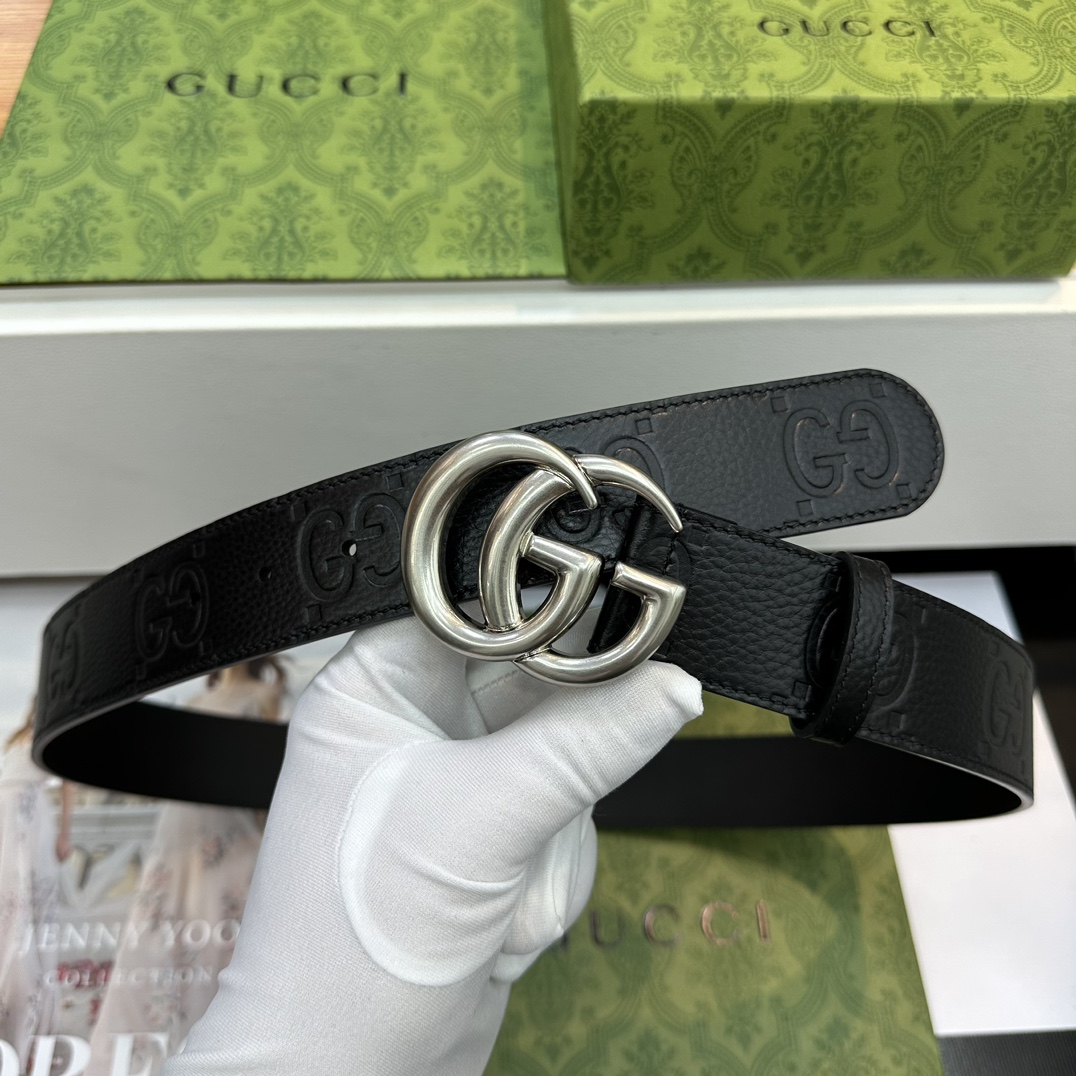 Gucci Basic Belt Top Grain Leather Black M