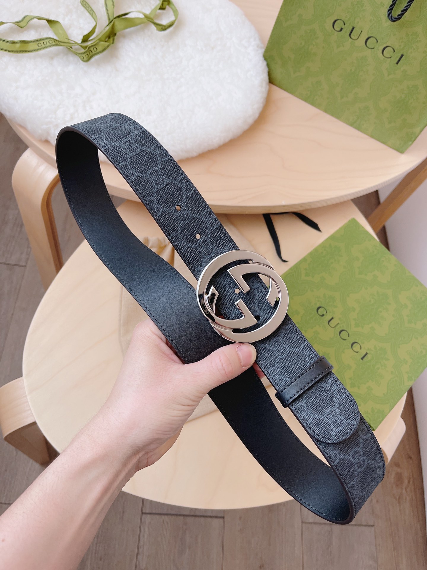 Gucci Basic Belt Canvas Black S-m-l