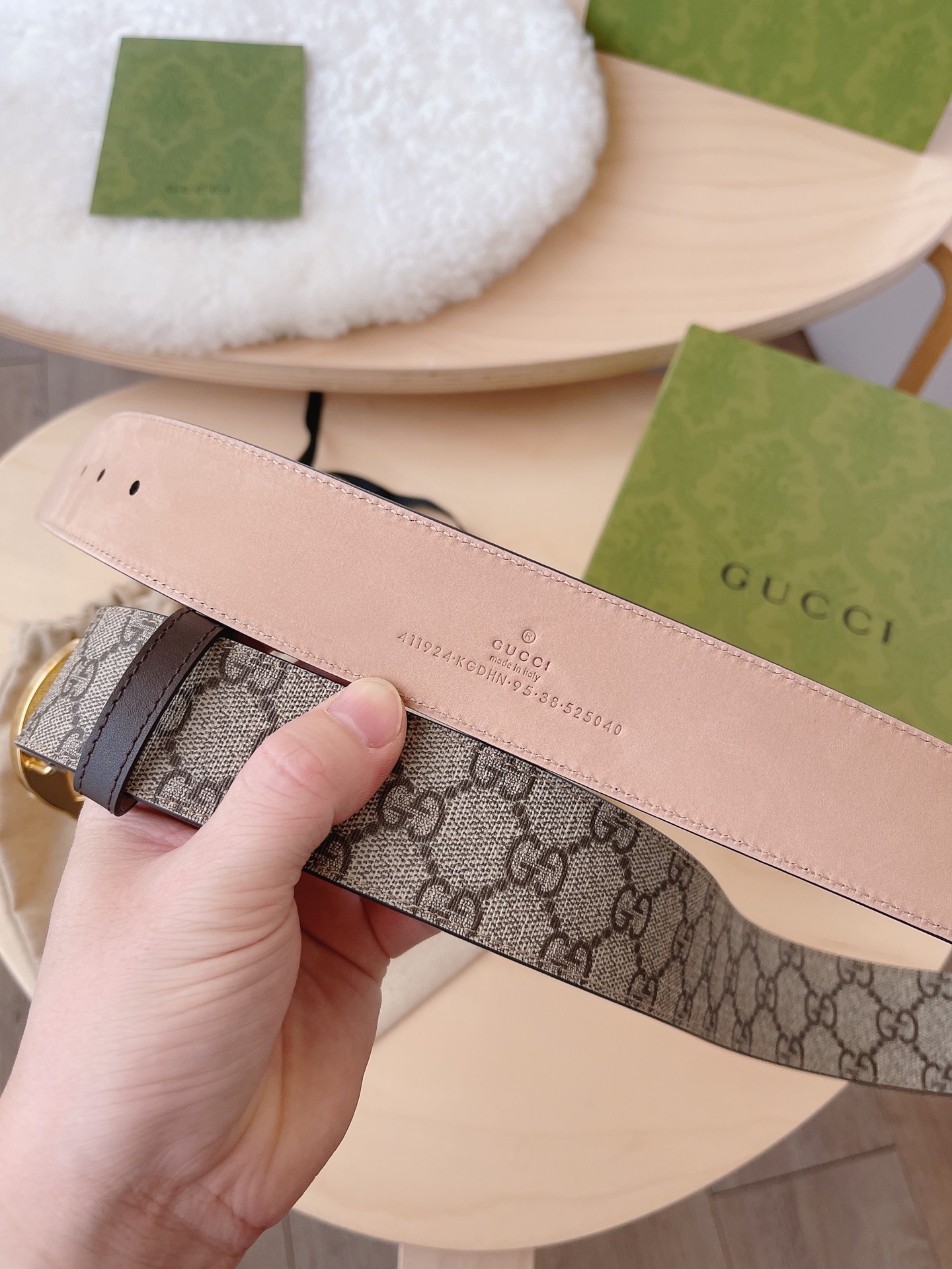 Gucci Basic Belt Cow Leather Beige S-m-l