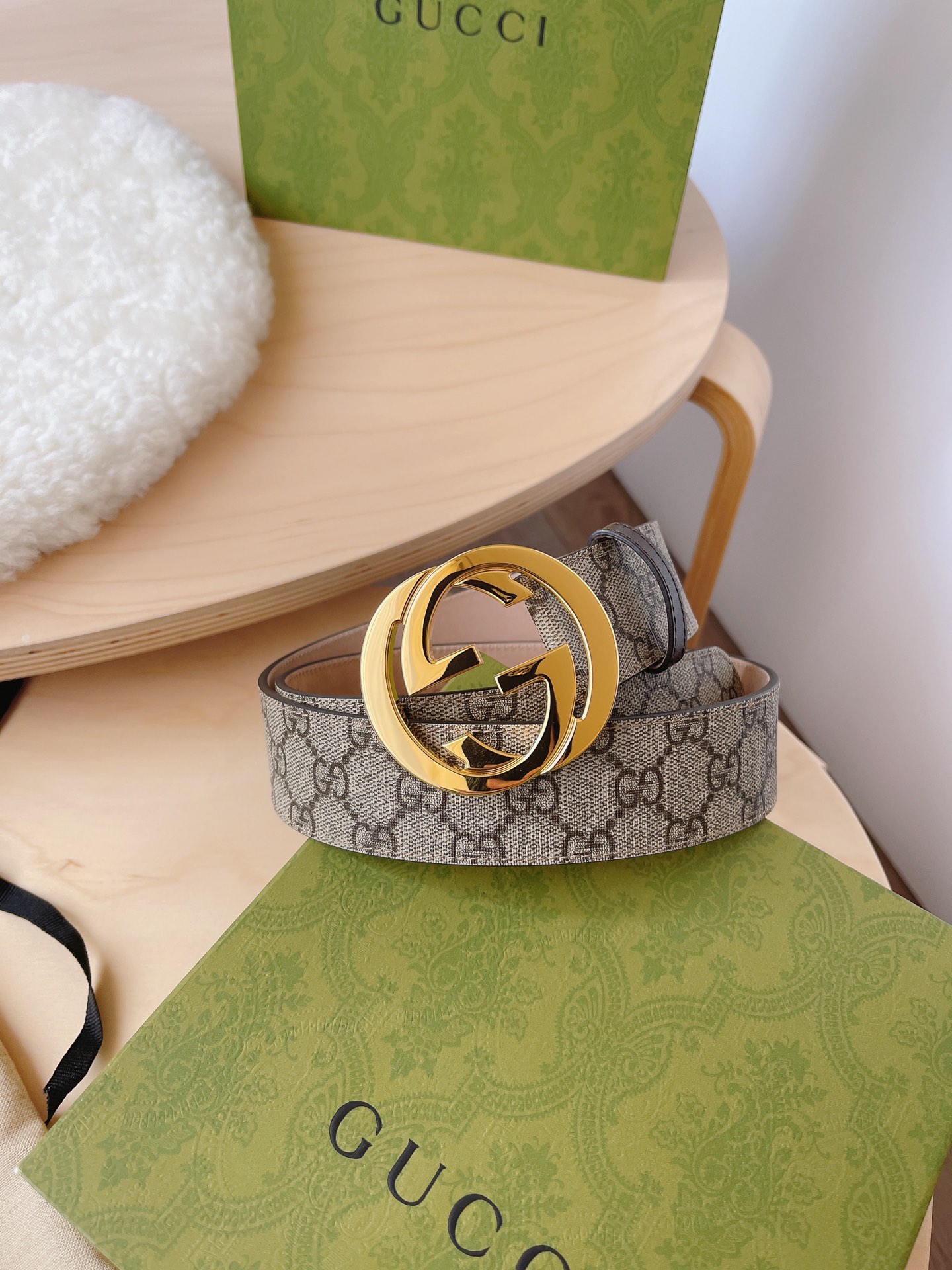 Gucci Basic Belt Cow Leather Beige S-m-l