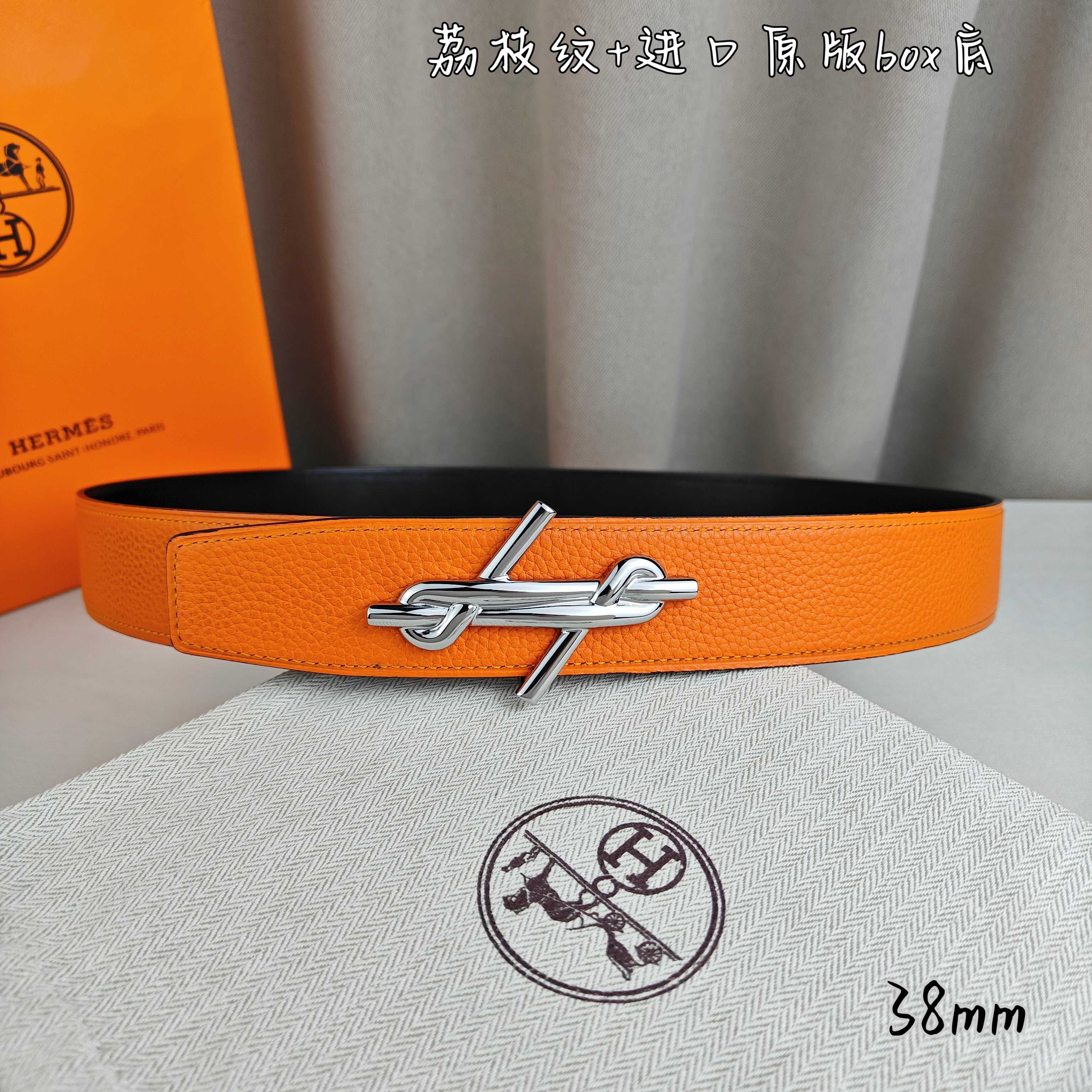 Hermès Basic Belt Top Grain Leather Black 38mm-m